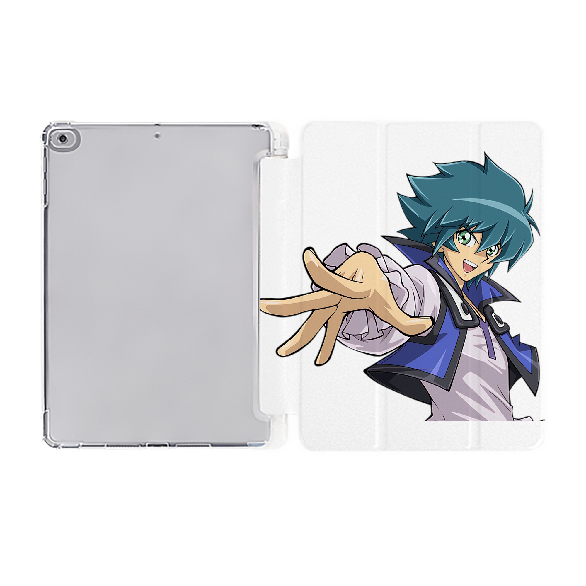 （画像用） 遊☆戯☆王 Yu-Gi-Oh! IPad ケース ペン収納付き 三つ折りスタンド PUレザー×シリコン 対応機種9.5/10.5/10.9インチ